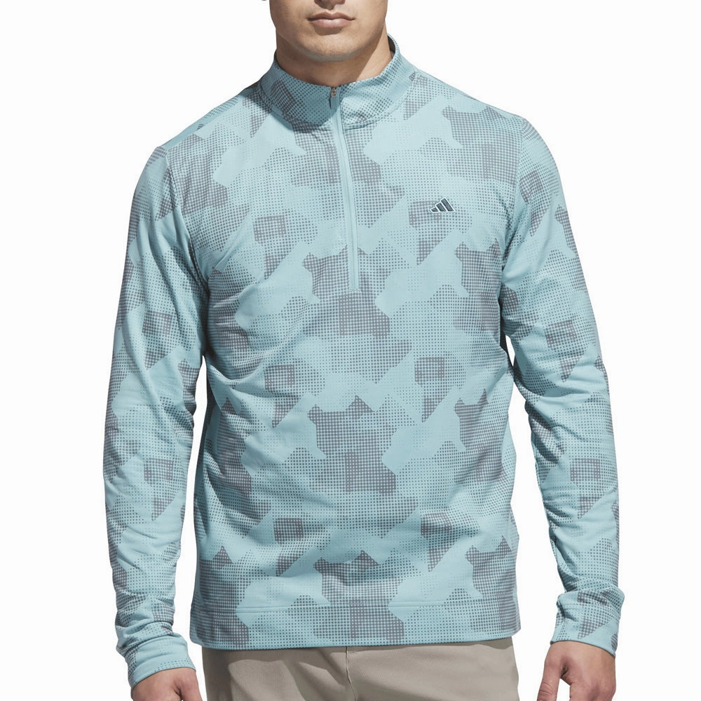 adidas Go-To Printed 1/4 Zip Pullover - Mint Ton young people