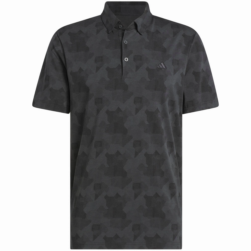 Travel Ready elastic waistband adidas Go-To Printed Polo Shirt - Carbon/Black
