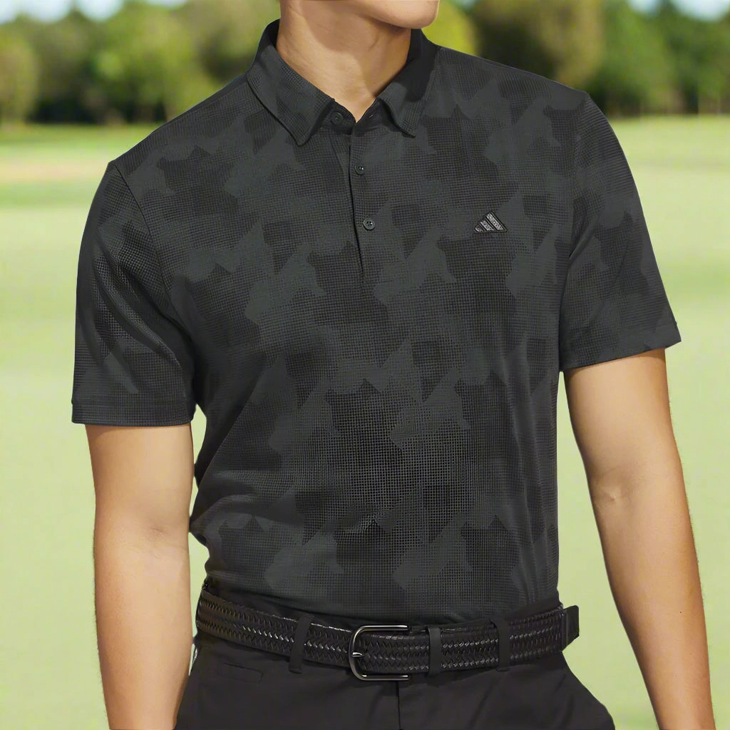 adidas Go-To Printed Polo Shirt - Carbon/Black Breathable mesh panel Party fun
