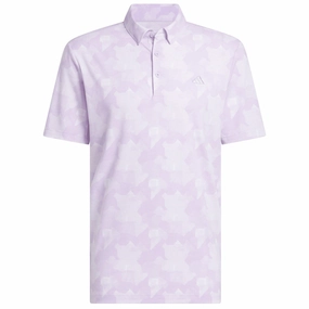 Tight Fit TaglessCollar adidas Go-To Printed Polo Shirt - Powder Plum/White