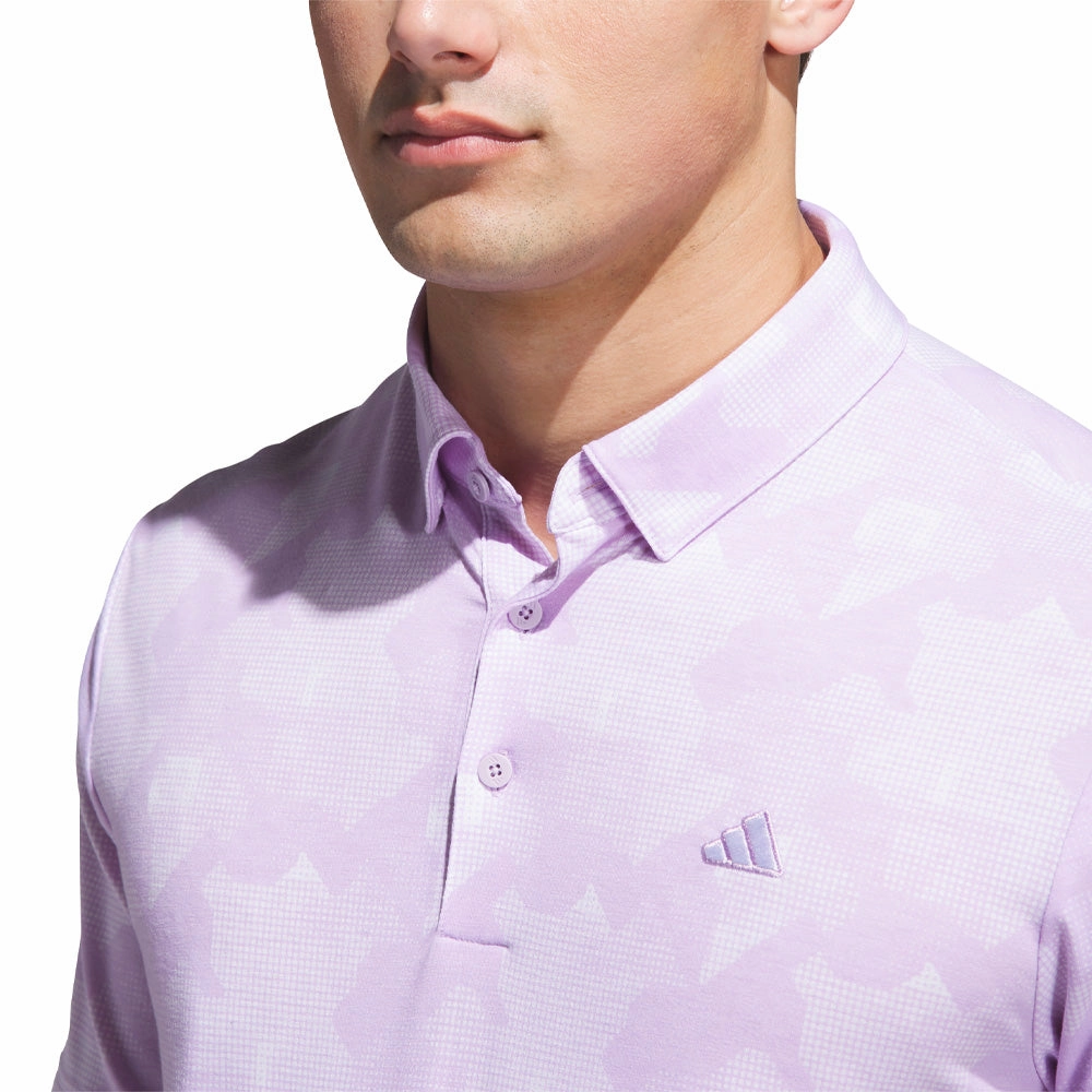 adidas Go-To Printed Polo Shirt - Powder Plum/White Timeless Look Casual Choice