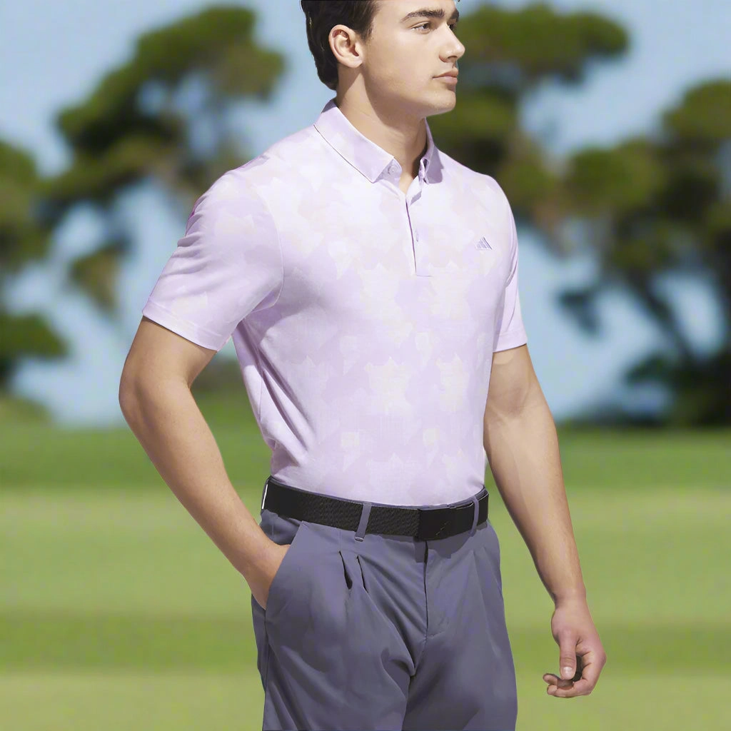 adidas Go-To Printed Polo Shirt - Powder Plum/White Autumn coziness AntiBacterialTreatment