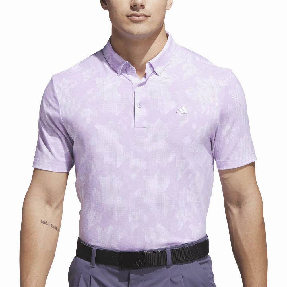 adidas Go-To Printed Polo Shirt - Powder Plum/White Trendy Fabric