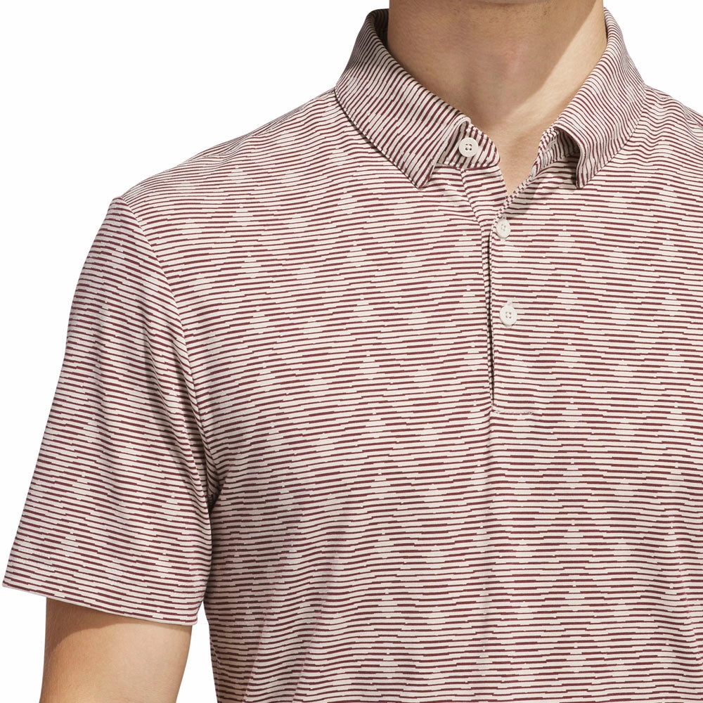 SoftenedTexturedWeave adidas Go-To Printed Stripe Polo Shirt - Alumina/Aurora Ruby