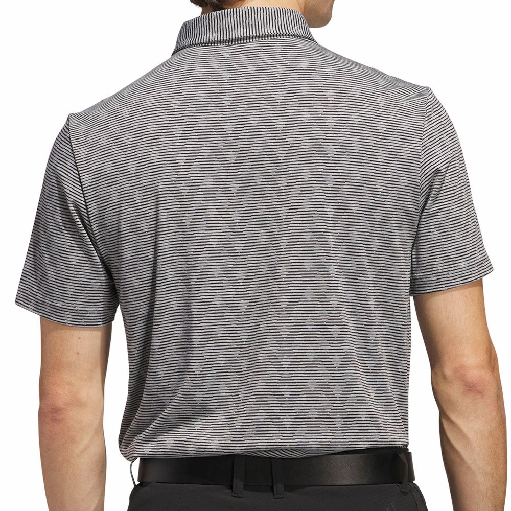 Seam Free Shoulders adidas Go-To Printed Stripe Polo Shirt - Grey Three Mel/Black