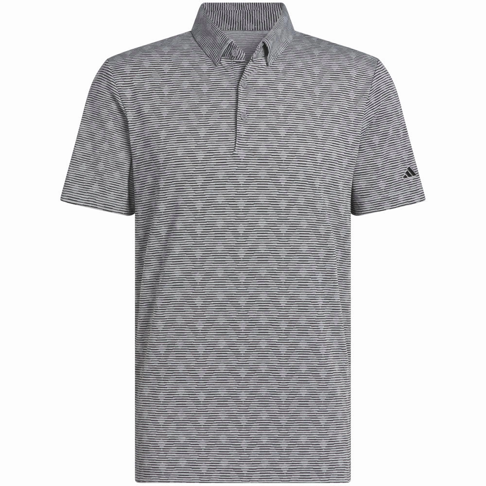 Chic Comfort Style adidas Go-To Printed Stripe Polo Shirt - Grey Three Mel/Black