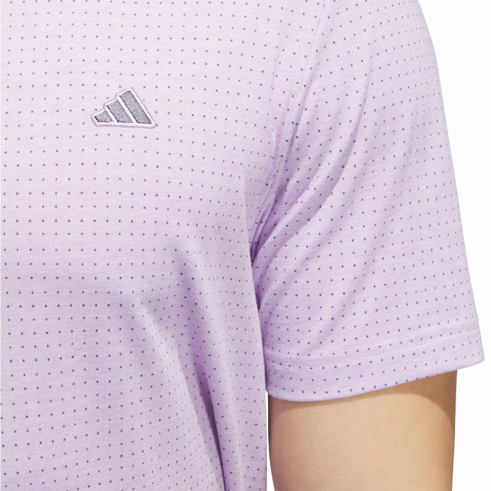Layered Collar Structure Subtle Logo Placement adidas Go-to Rise Print Polo Shirt - Powder Plum