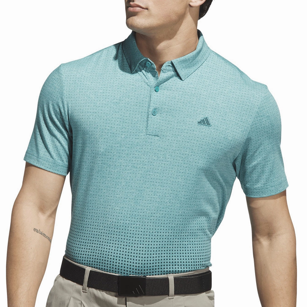 adidas Go-to Rise Print Polo Shirt - Pure Teal Low Profile Collar