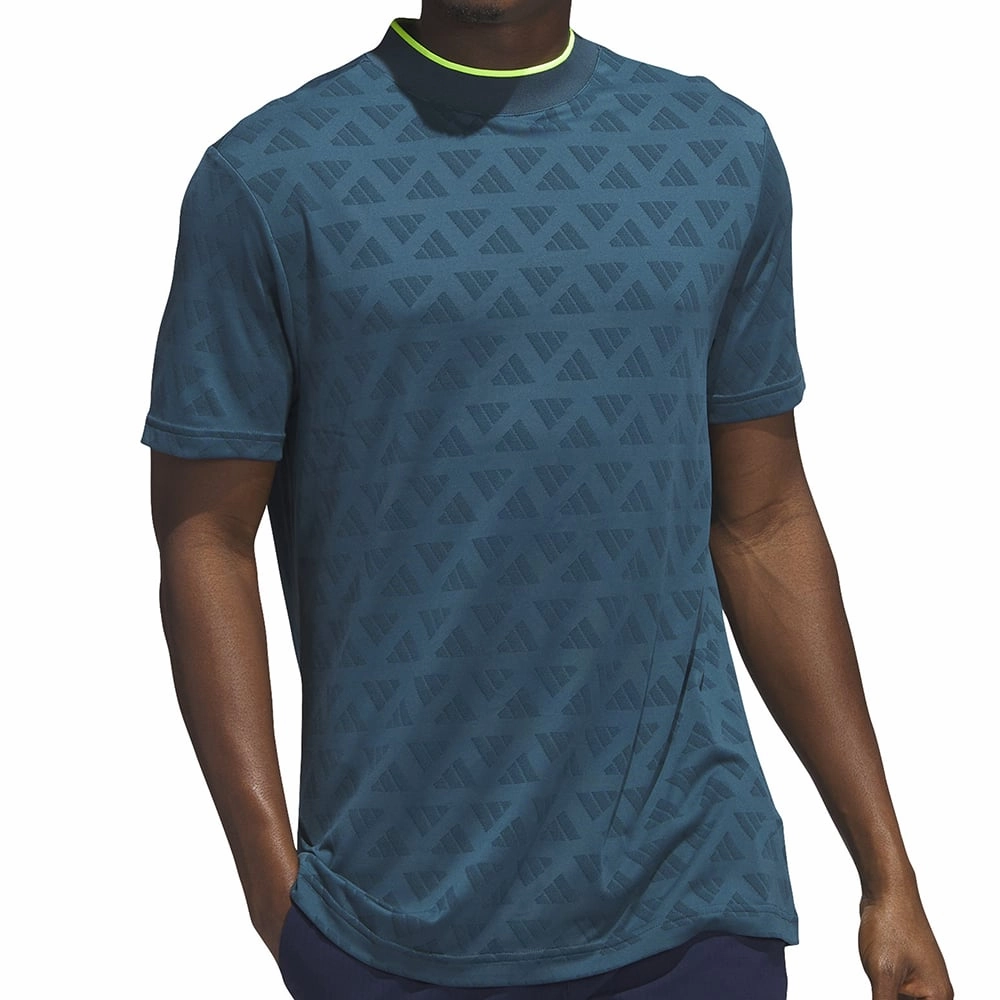 adidas Jacquard Mock Polo Shirt - Arctic Night/Wild Teal Functional Comfort Neutral Color