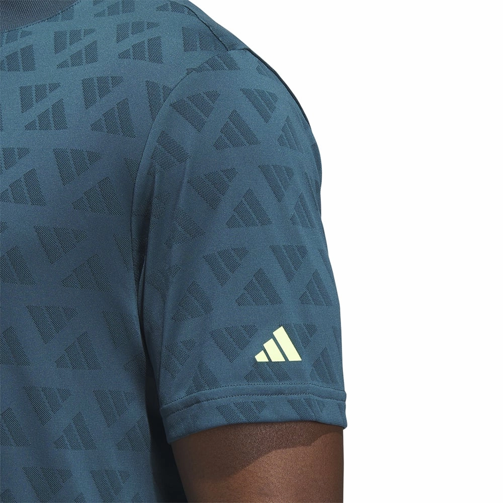 Non Toxic Materials adidas Jacquard Mock Polo Shirt - Arctic Night/Wild Teal