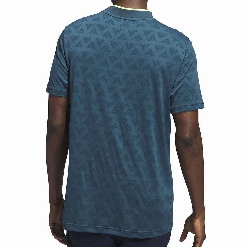 Comfy Vibes Playful Vibes adidas Jacquard Mock Polo Shirt - Arctic Night/Wild Teal