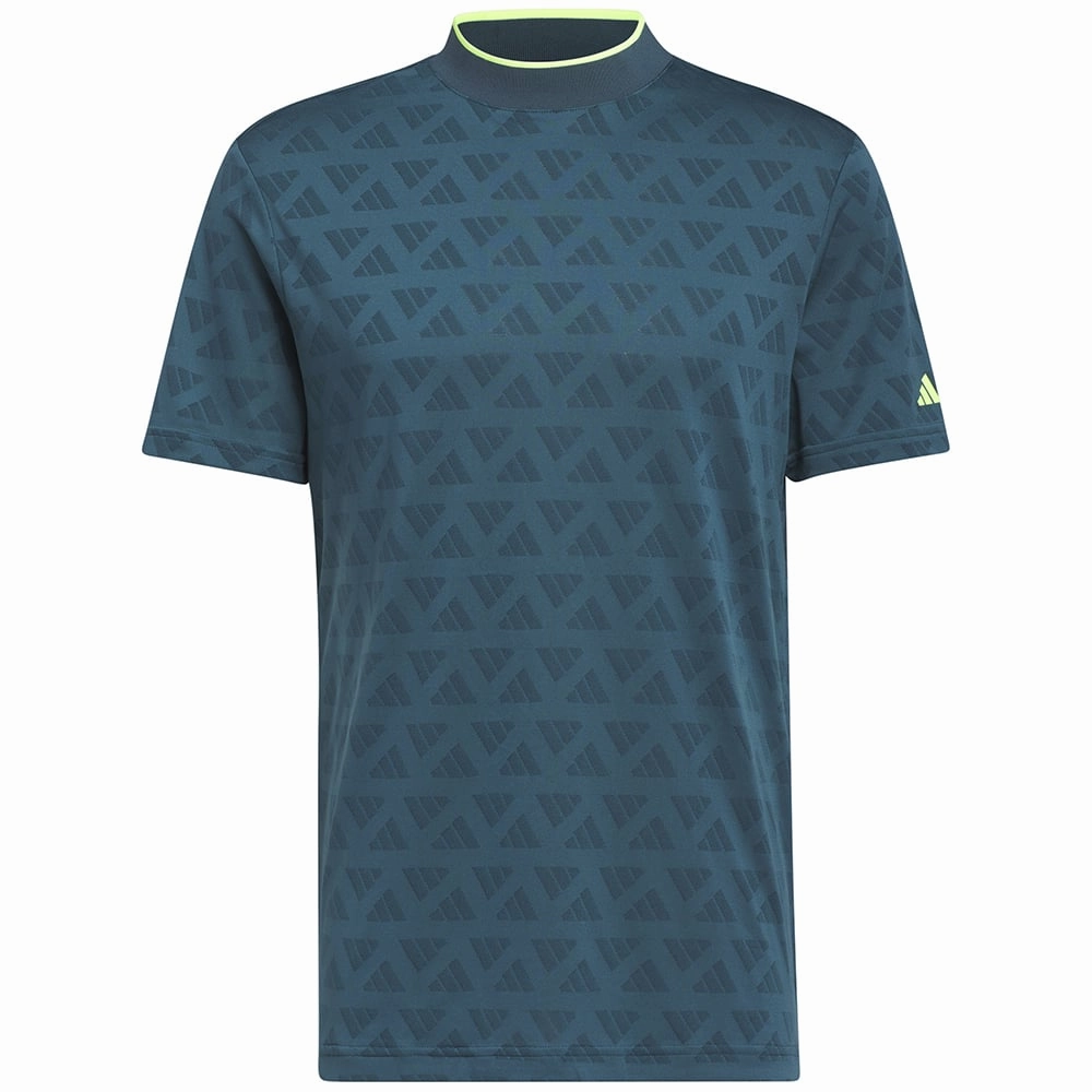 FlexibleKnit vacation wear adidas Jacquard Mock Polo Shirt - Arctic Night/Wild Teal