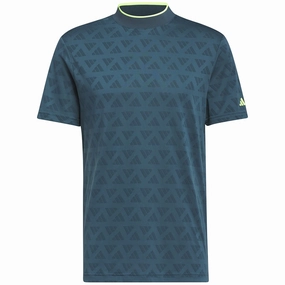 FlexibleKnit vacation wear adidas Jacquard Mock Polo Shirt - Arctic Night/Wild Teal