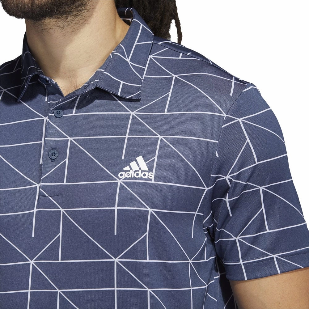 adidas Jacquard Primegreen Polo Shirt - Crew Navy/White Trendy Fabric Biodegradable Options
