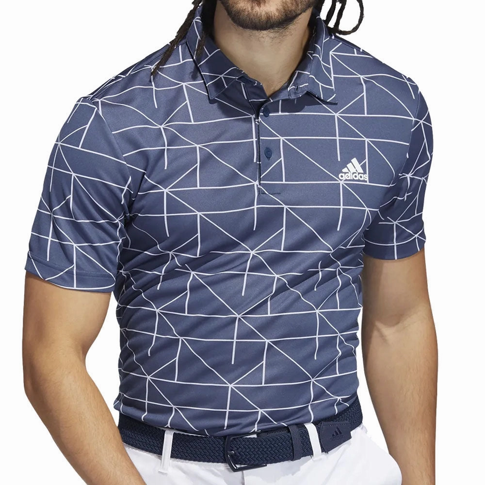 adidas Jacquard Primegreen Polo Shirt - Crew Navy/White No Shrink Fabric athletic style