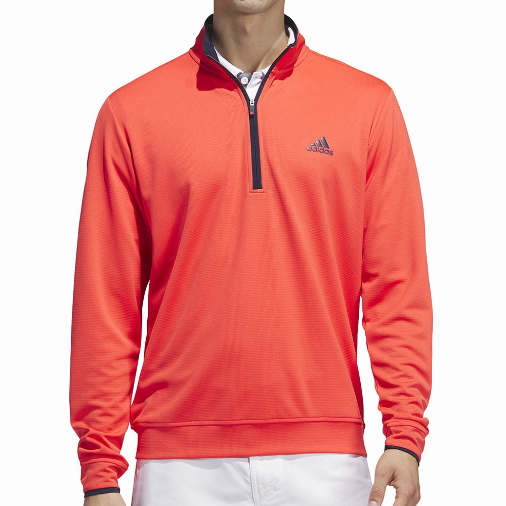 product mesh lining breathability Thin adidas Lightweight 1/4 Zip Pullover - Bright Red