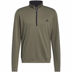 adidas Lightweight 1/4 Zip Pullover - Olive Strata Casual Essentials