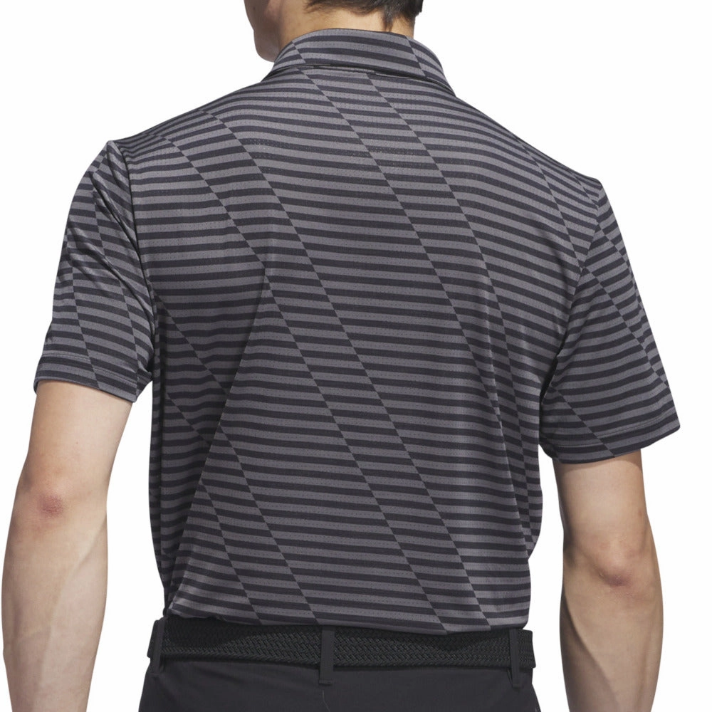 Casual Layer Wear adidas Mesh Print Polo Shirt - Black/Grey Five