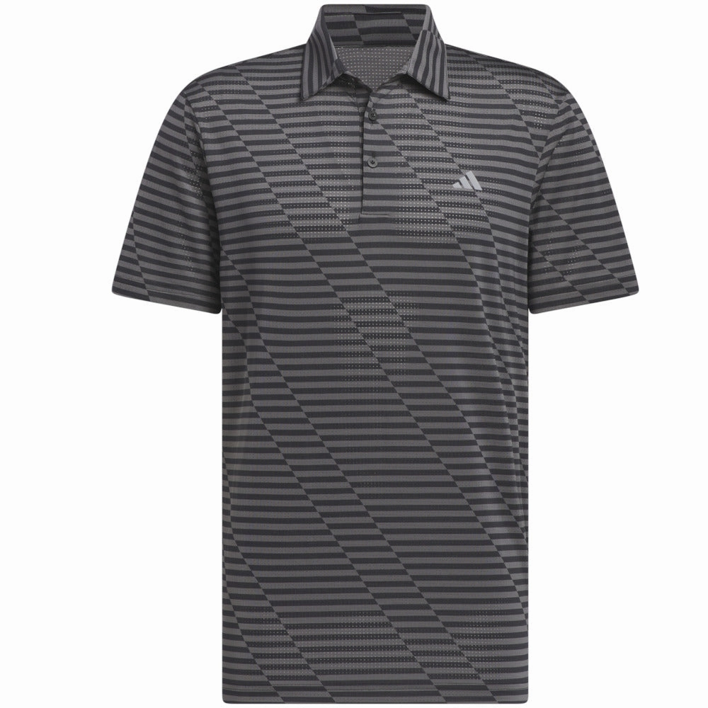 Complementary Colors Trendy Top adidas Mesh Print Polo Shirt - Black/Grey Five