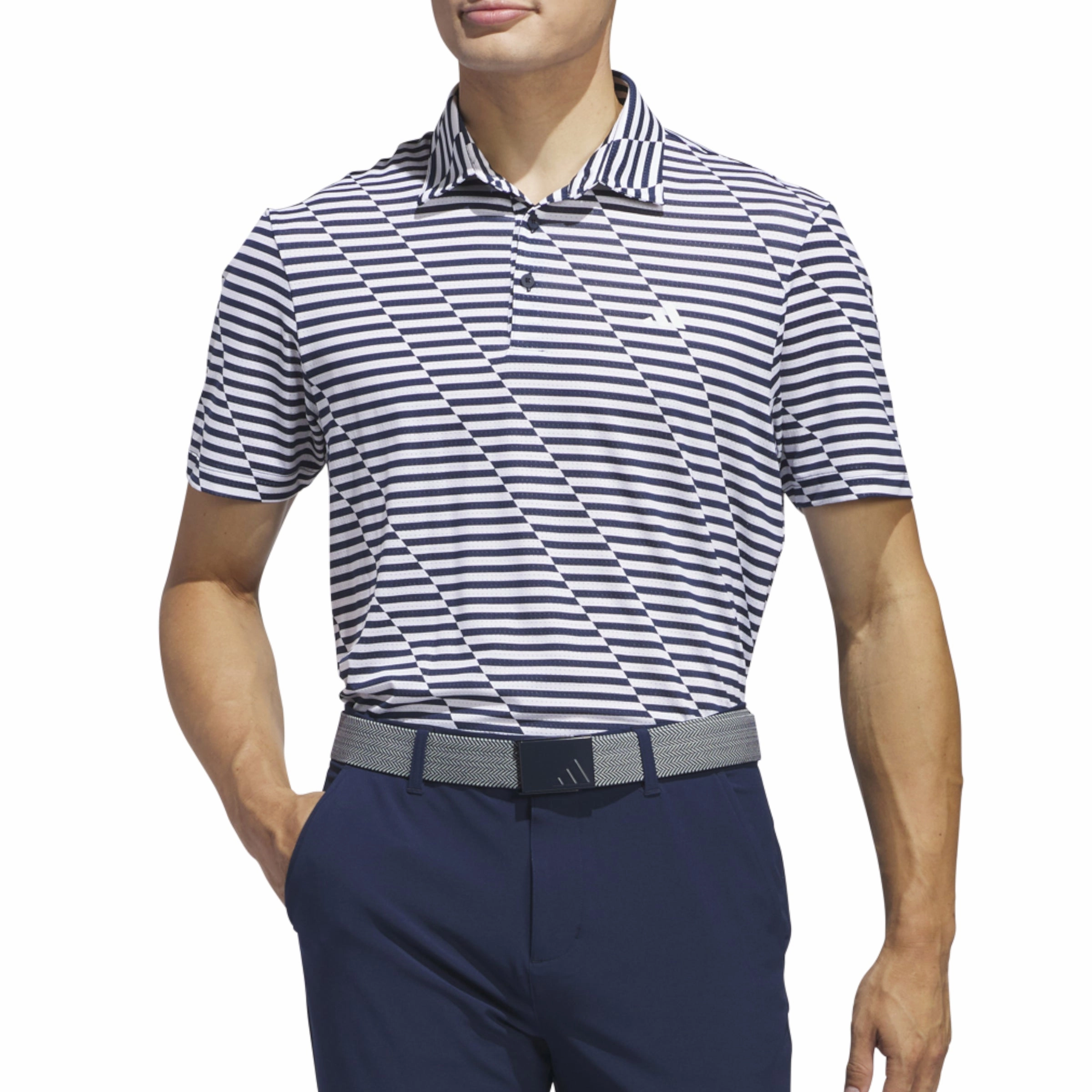 quick-drying adidas Mesh Print Polo Shirt - Collegiate Navy/White