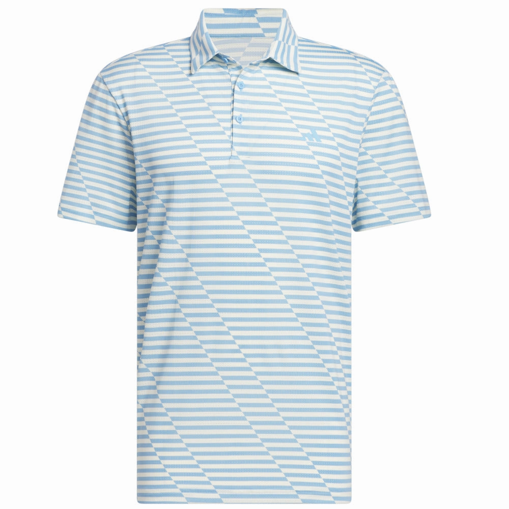 adidas Mesh Print Polo Shirt - Semi Blue Burst/Ivory Distressed Hem Finish