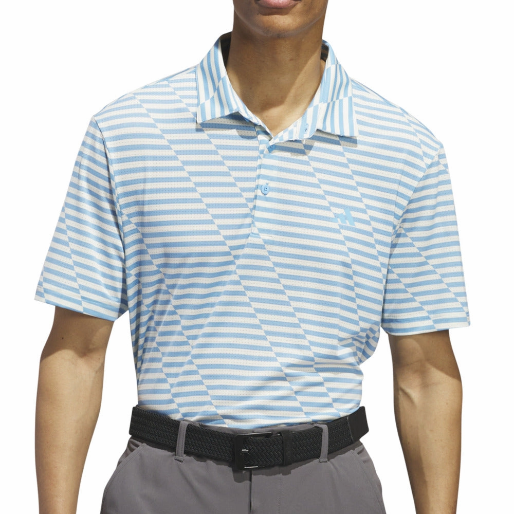adidas Mesh Print Polo Shirt - Semi Blue Burst/Ivory Comfy Layer