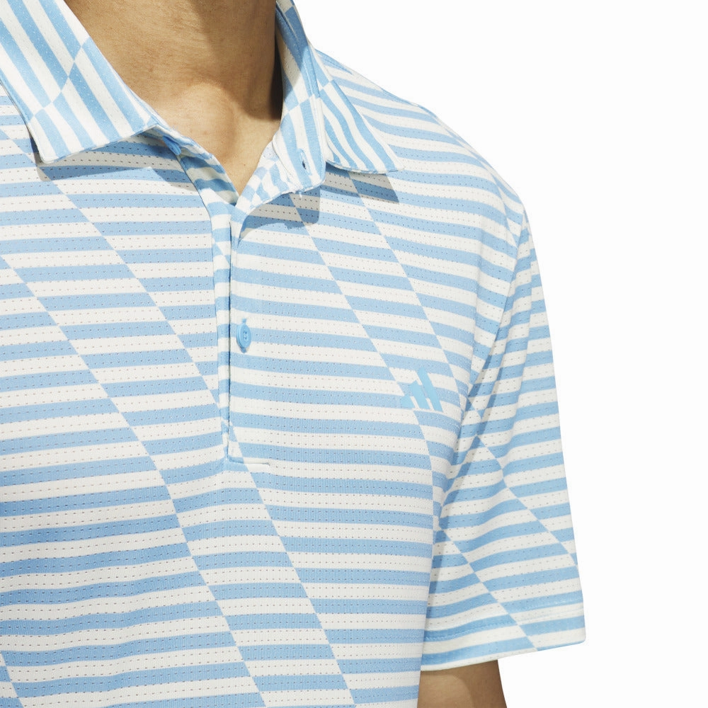 adidas Mesh Print Polo Shirt - Semi Blue Burst/Ivory Outdoor Comfort Geometric Print