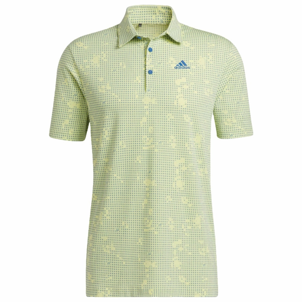 adidas Night Camo-Print Primegreen Polo Shirt - Pulse Yellow/Focus Blue Stylish Everyday Wear