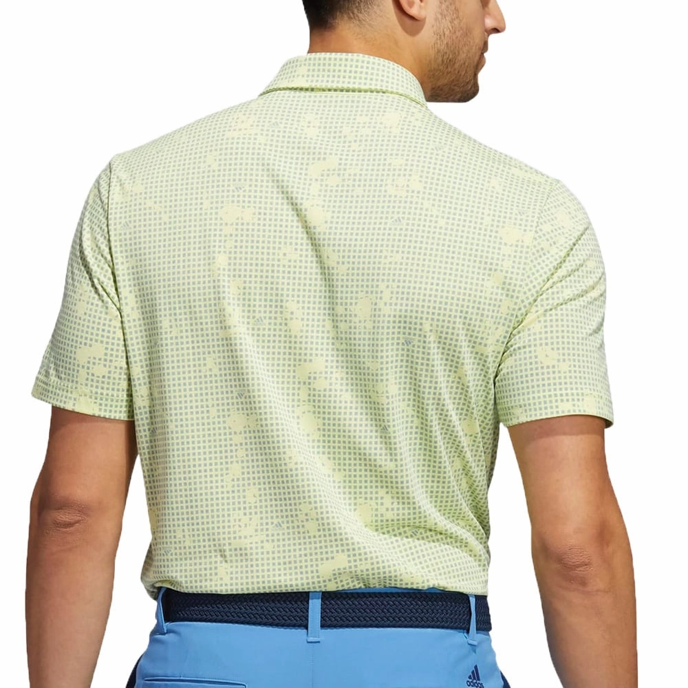 Easy Fit No Slip Shoulder Design adidas Night Camo-Print Primegreen Polo Shirt - Pulse Yellow/Focus Blue