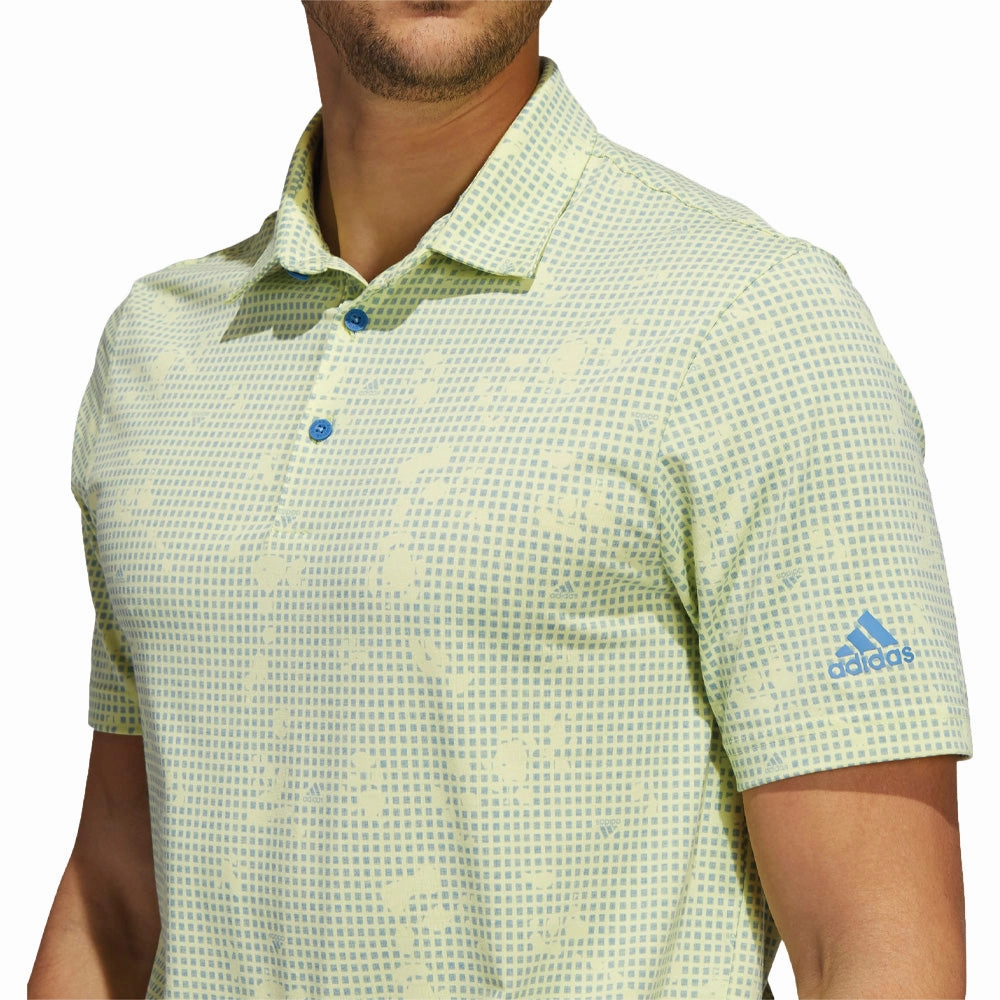 Effortless Layer Seasonal Staple adidas Night Camo-Print Primegreen Polo Shirt - Pulse Yellow/Focus Blue