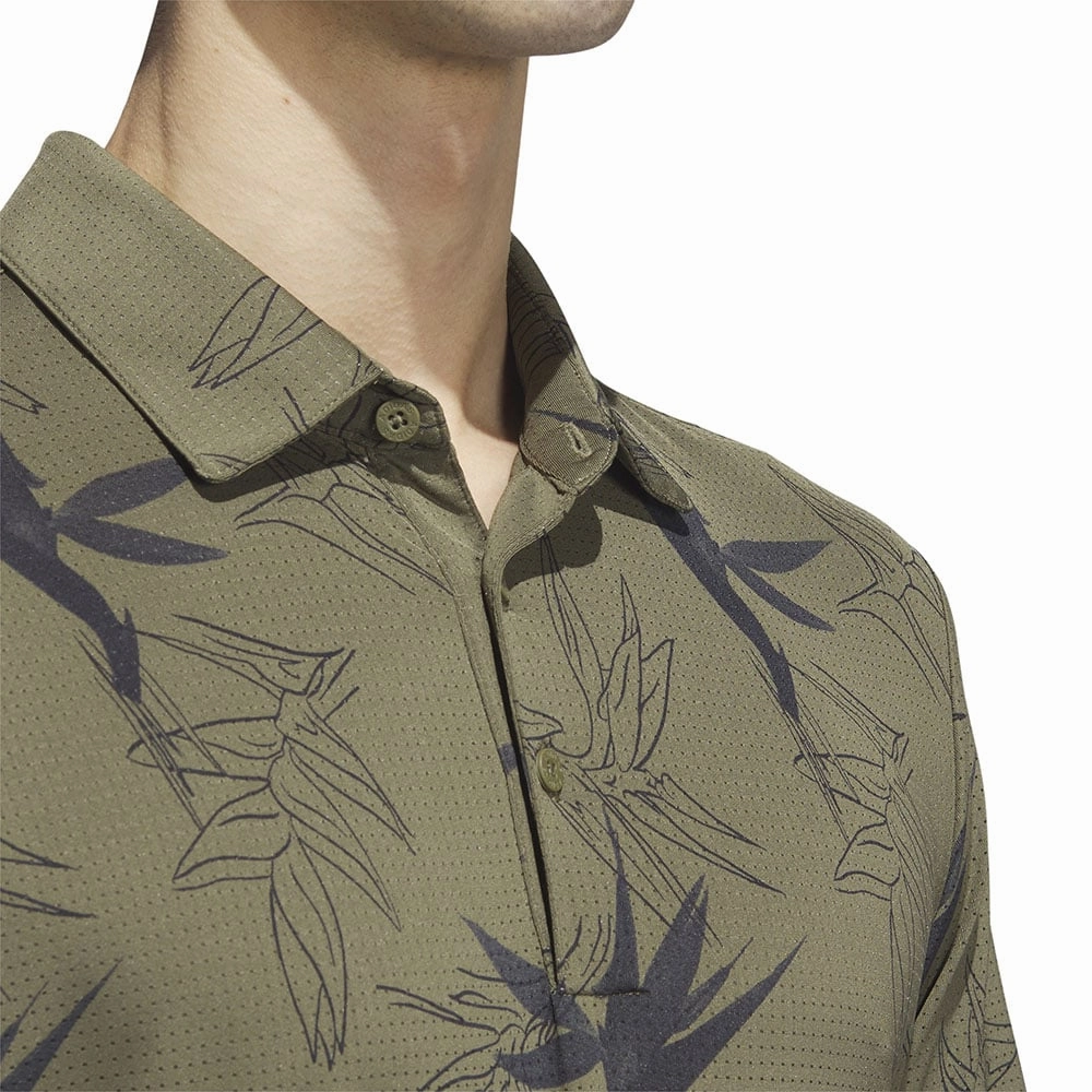 adidas Oasis Mesh Polo Shirt - Olive Strata Garment Dyed Finish Fashionable Option