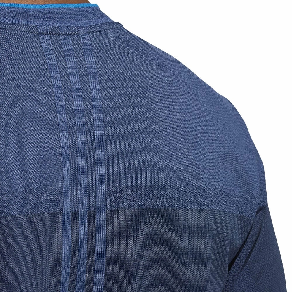 Long Sleeve adidas Statement Seamless Polo Shirt - Night Marine/Night Navy