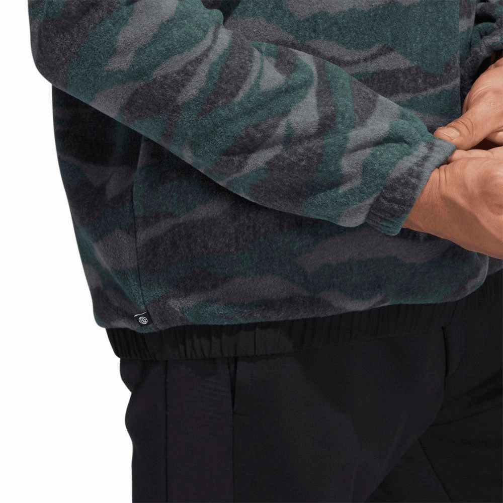 Warm Outfit sporty wear adidas Texture Print Crew Neck Sweatshirt - Black/Grey Six/Shadow Green