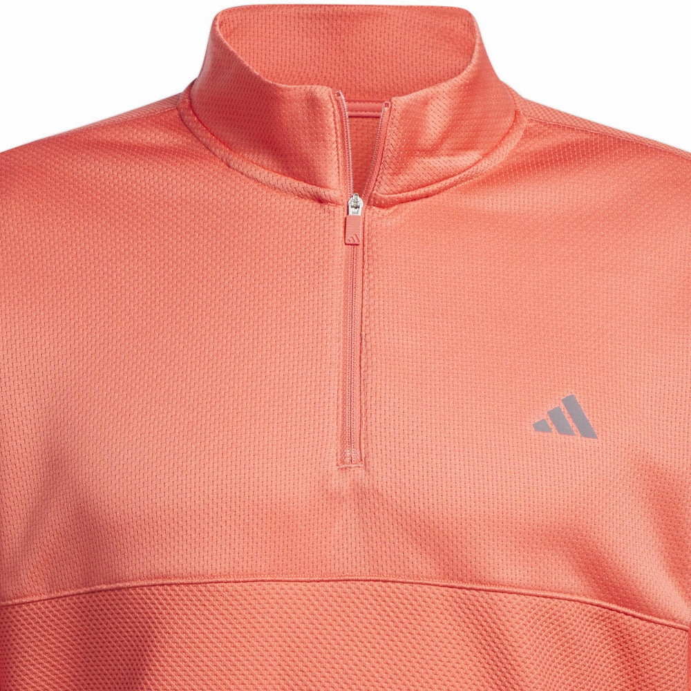 adidas Textured 1/4 Zip Pullover - Preloved Scarlet market demand Short Sleeve