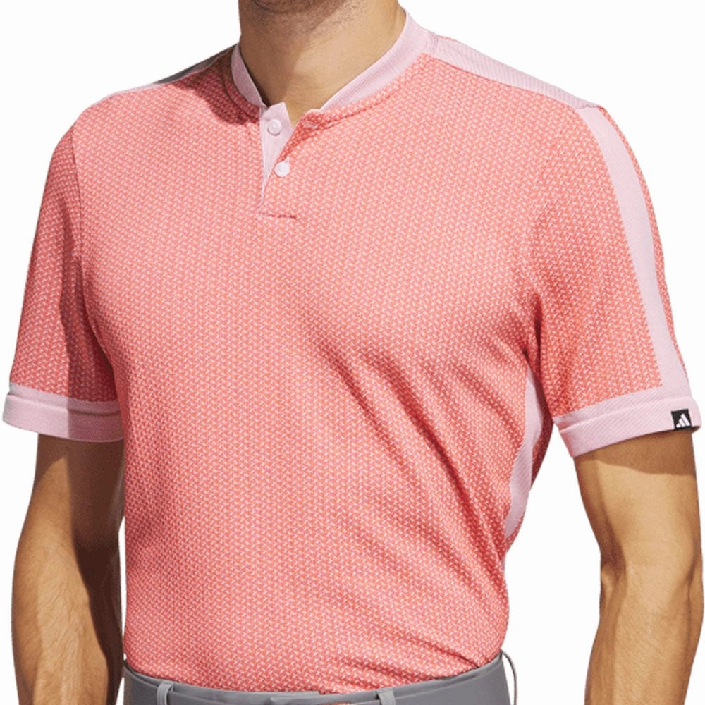 Non Restrictive Silhouette Unisex Core adidas Tour Textured Primeknit Polo Shirt - Preloved Red/White
