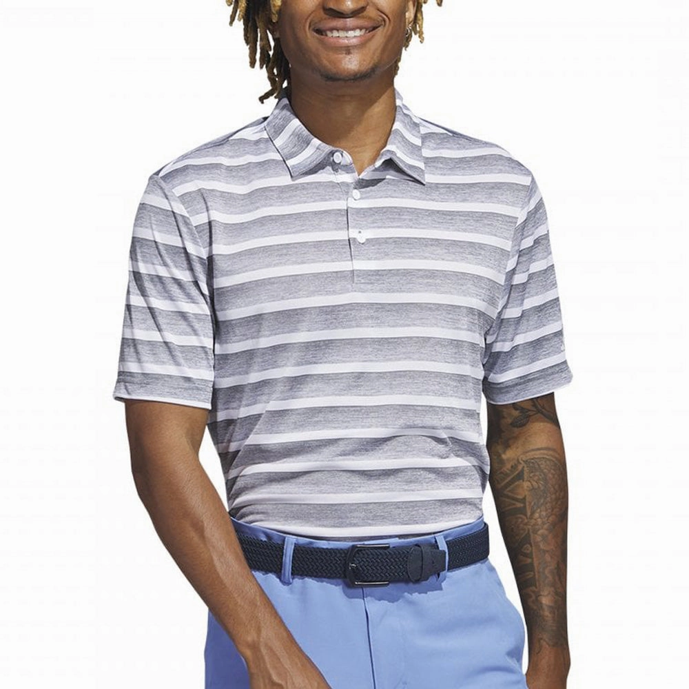 Weekend Look Soft Touch Fabric adidas Two-Colour Stripe Polo Shirt - Grey Three/White