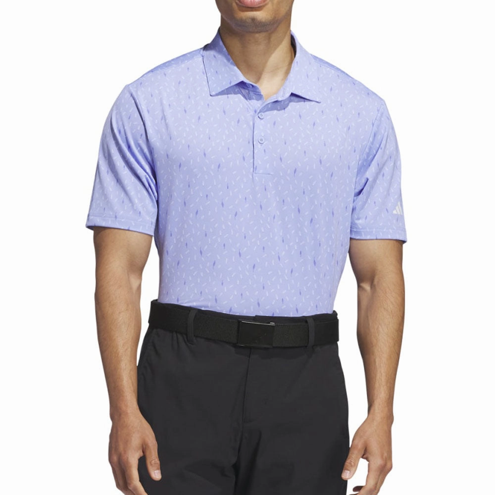 adidas Ultimate365 Allover Print Polo Shirt - Blue Spark All-Day Wear men's clothing