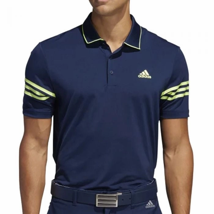 adidas Ultimate365 Blocked Polo Shirt - Collegiate Navy/Solar Yellow Sporty Chic