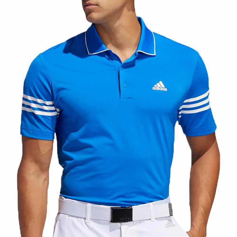 adidas Ultimate365 Blocked Polo Shirt - Glory Blue/White Beaded details