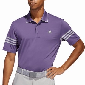 Natural Fiber Blend No Shrink Technology adidas Ultimate365 Blocked Polo Shirt - Purple/Grey Two