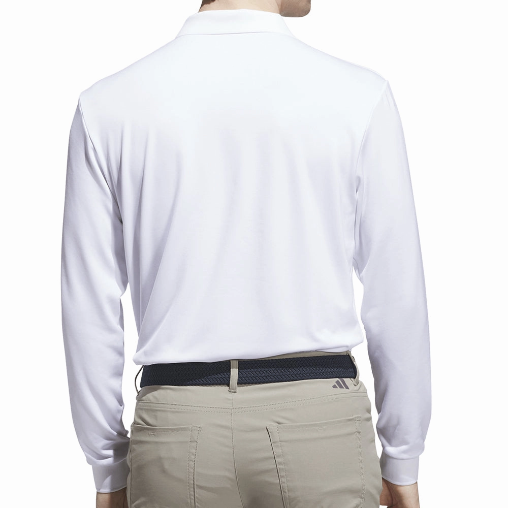 adidas Ultimate365 Cold.rdy Long Sleeve Polo Shirt - White Layered Hem Detail