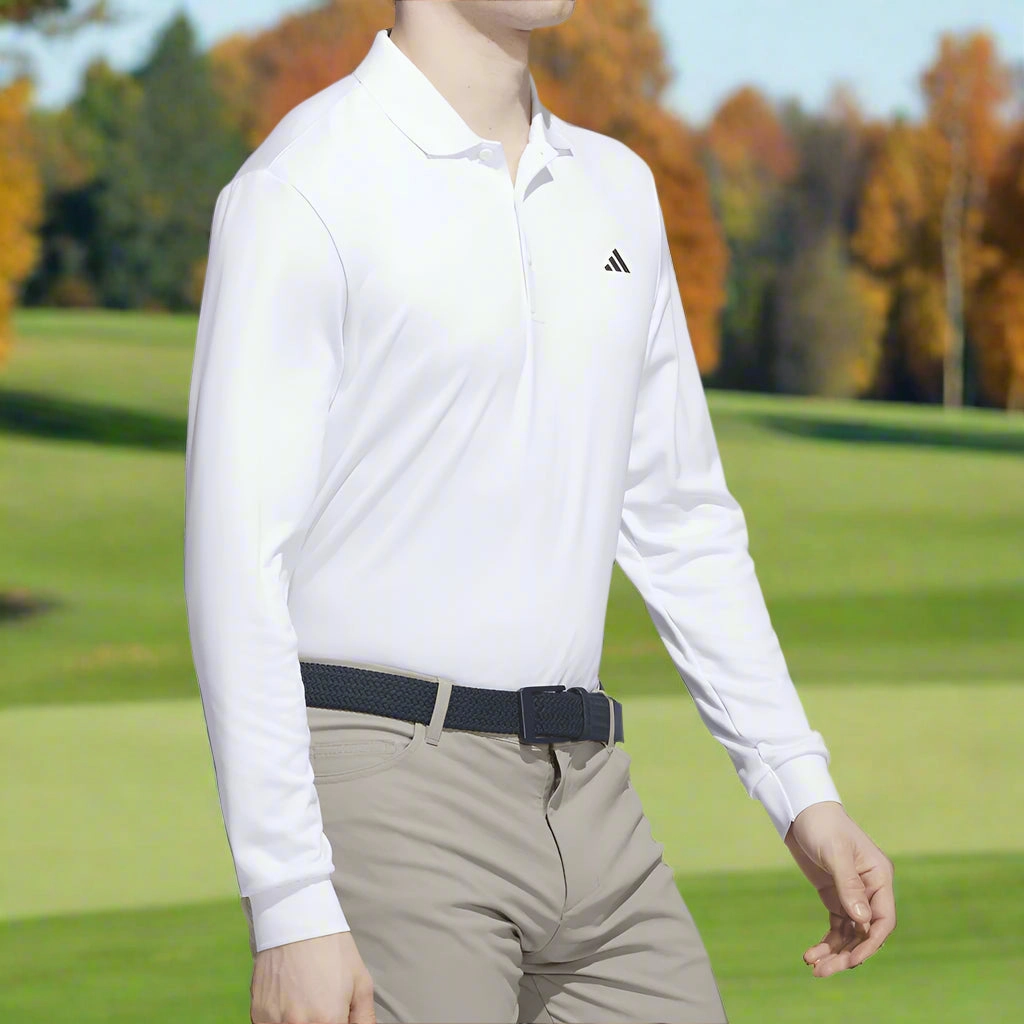 adidas Ultimate365 Cold.rdy Long Sleeve Polo Shirt - White Sun Protection