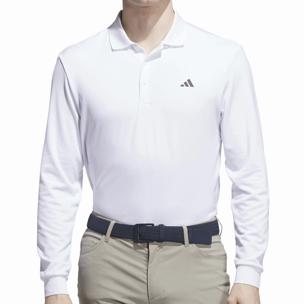 adidas Ultimate365 Cold.rdy Long Sleeve Polo Shirt - White Wear Resistant Fabric