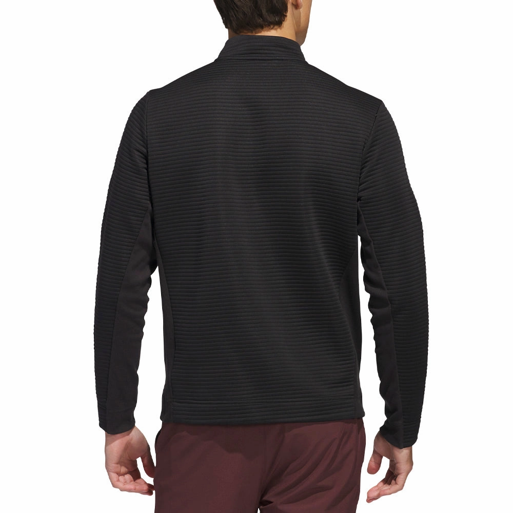 right for outdoor activities adidas Ultimate365 DWR Textured 1/4 Zip Arm Logo Sweatshirt - Black