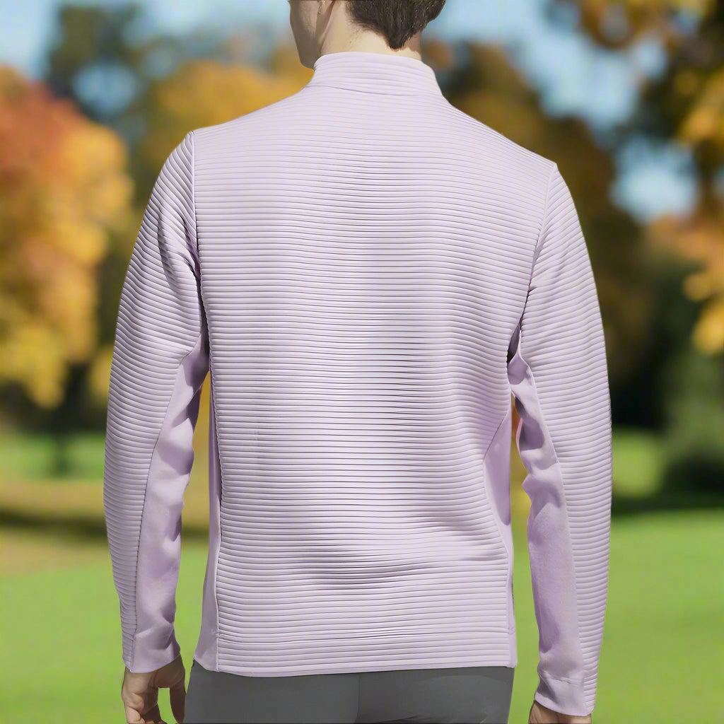 adidas Ultimate365 DWR Textured 1/4 Zip Arm Logo Sweatshirt - Powder Plum waterproof