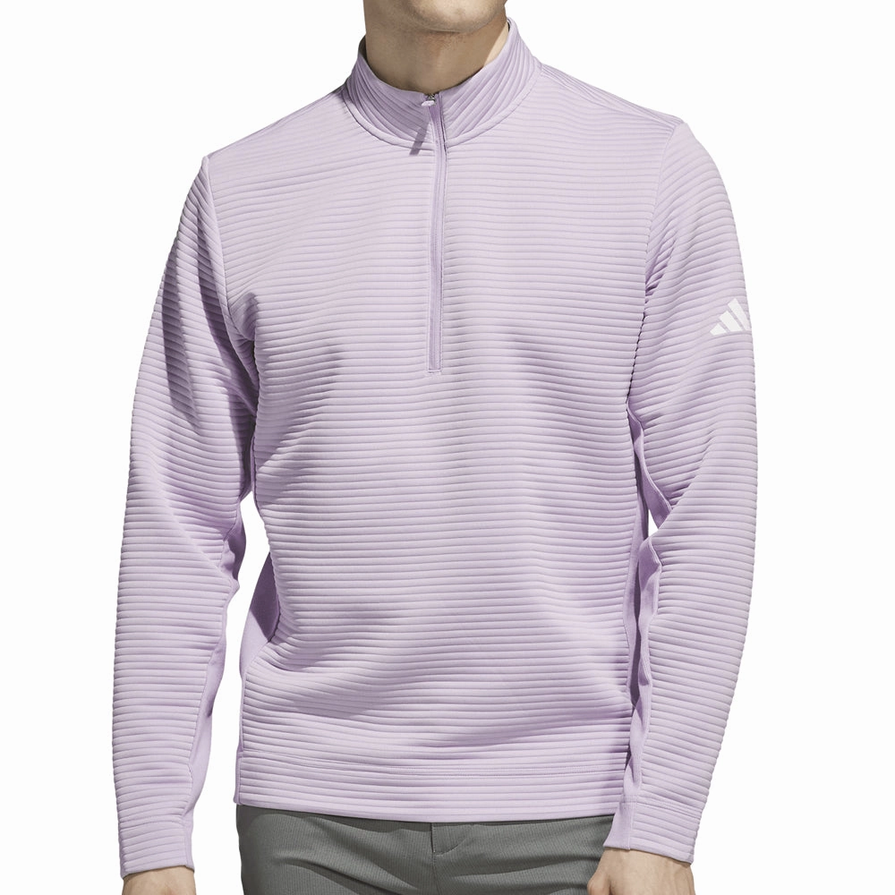 Streetwear Basics adidas Ultimate365 DWR Textured 1/4 Zip Arm Logo Sweatshirt - Powder Plum