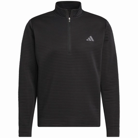 adidas Ultimate365 DWR Textured 1/4 Zip Chest Logo Sweatshirt - Black Ribbed Hem Fashionable Design