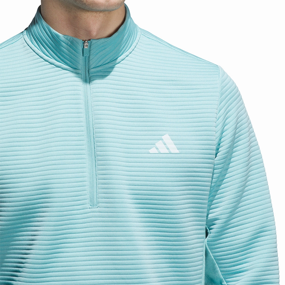 brooch accents adidas Ultimate365 DWR Textured 1/4 Zip Chest Logo Sweatshirt - Mint Ton