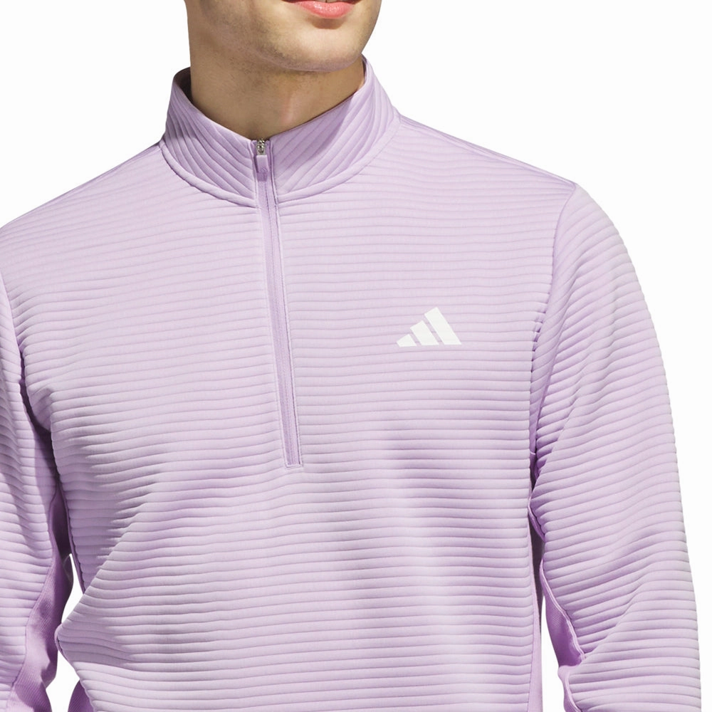 adidas Ultimate365 DWR Textured 1/4 Zip Chest Logo Sweatshirt - Powder Plum Chic Design