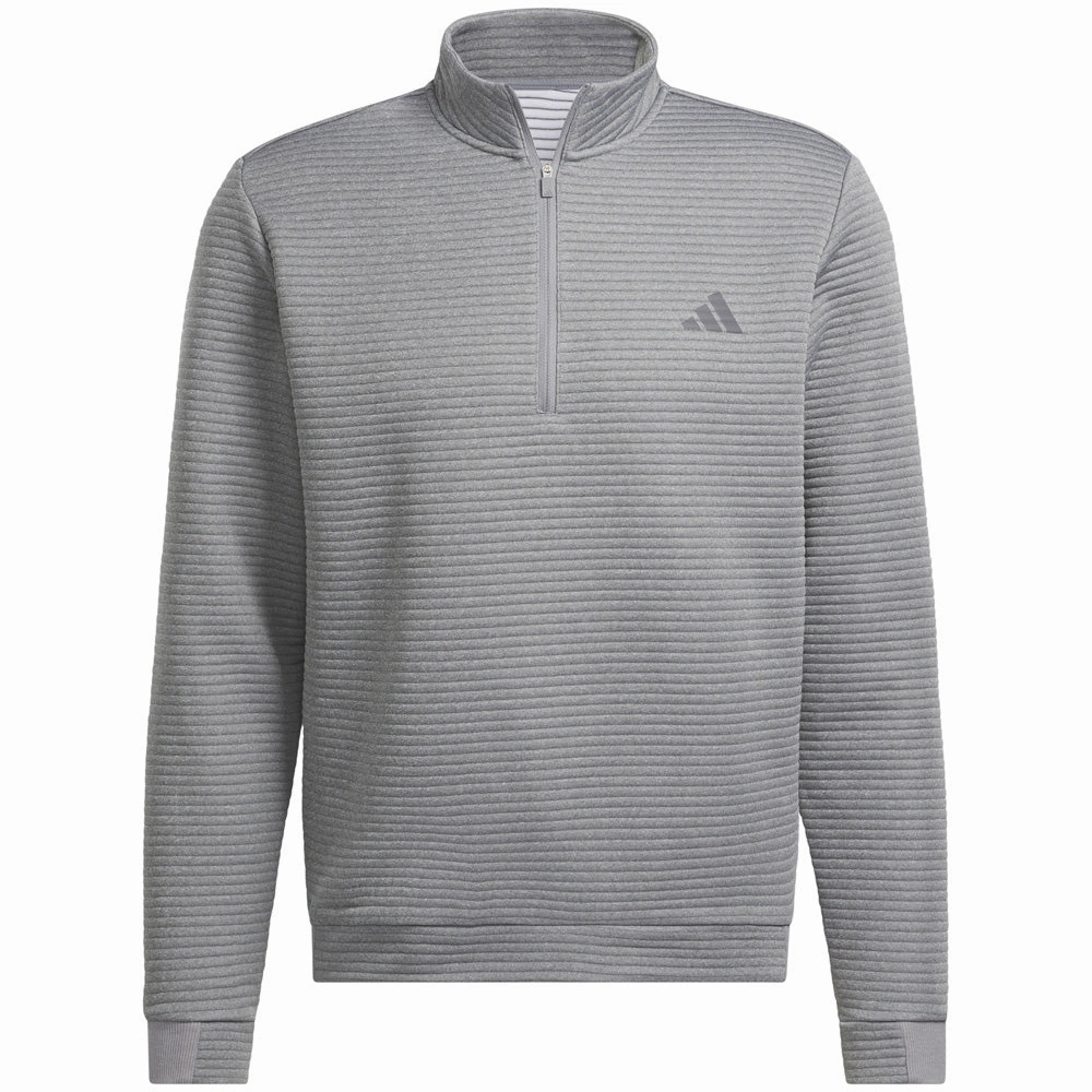 hypoallergenic Cold Weather Look adidas Ultimate365 DWR Textured 1/4 Zip Pullover - Grey Three/White